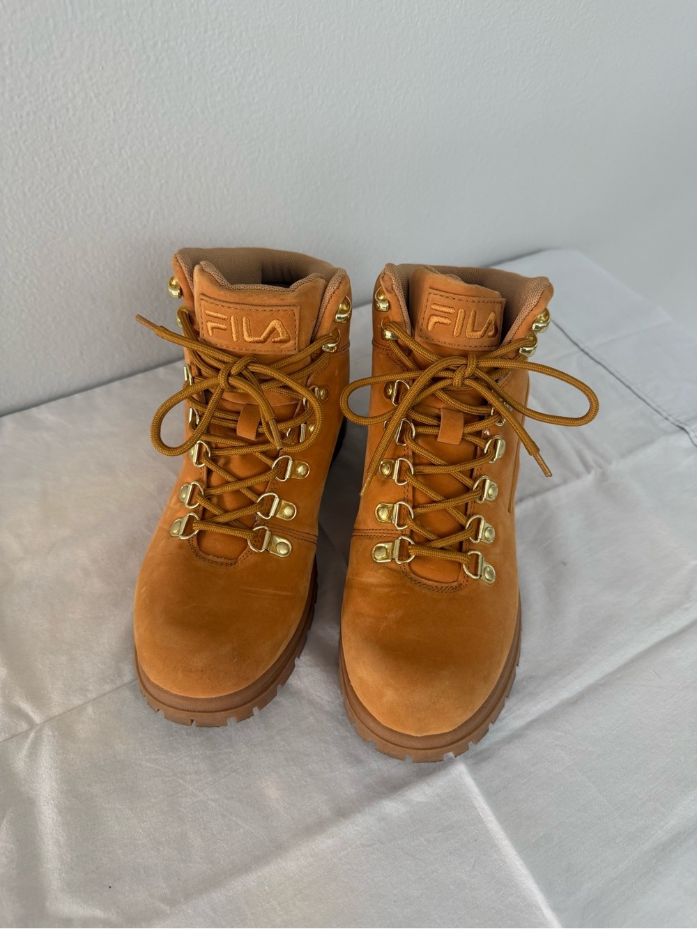 FILA Women's Wheat Lace-Up Hiking Boots with Gold Hardware